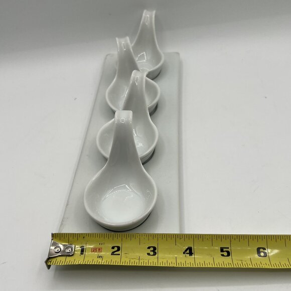 Pier 1 Imports Porcelain Tray Spoons Tasting Set Of 5 Holiday Server Sauce Dish - Picture 10 of 13